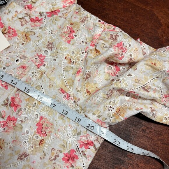 NWT Bardot Button Floral Eyelet Top Large Cottage Embroidered‎ Garden Victorian - Picture 7 of 12
